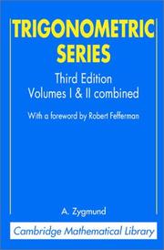 Cover of: Trigonometric series by Antoni Zygmund