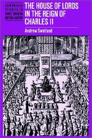 Cover of: The House of Lords in the Reign of Charles II