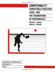 Cover of: Computability: computable functions, logic, and the foundations of mathematics
