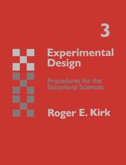 Cover of: Experimental design: procedures for the behavioral sciences