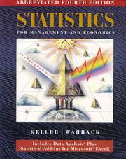 Cover of: Statistics for Management and Economics by Gerald Keller, Brian Warrack, Gerald Keller, Brian Warrack