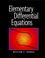 Cover of: Elementary differential equations
