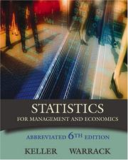 Cover of: Statistics for Management and Economics, Abbreviated Edition (with CD-ROM and InfoTrac) by Gerald Keller, Brian Warrack, Gerald Keller, Brian Warrack