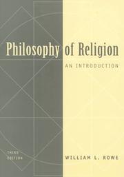 Cover of: Philosophy of Religion by William L. Rowe