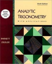 Cover of: Analytical Trigonometry With Applications (Mathematics) by Raymond A. Barnett, Michael R. Ziegler