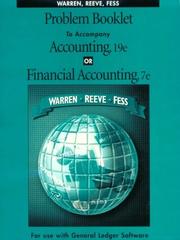 Cover of: Problem Booklet to Accompany Accounting, 19th Edition or Financial Accounting: For Use With General Ledger Software