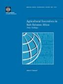 Cover of: Agricultural incentives in Sub-Saharan Africa by Robert Frederick Townsend