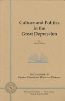 Cover of: Culture and politics in the Great Depression