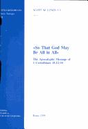 Cover of: So that God may be all in all by Lewis, Scott M.
