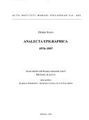 Cover of: Analecta epigraphica, 1970-1997 by Heikki Solin