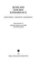 Cover of: Russland zur zeit Katharinas II: Absolutismus, Aufklärung, Pragmatismus