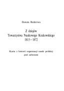 Z dziejów Towarzystwa Naukowego Krakowskiego by Danuta Rederowa
