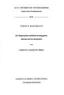 Cover of: Versus Maximiani by Maximianus