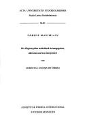 Cover of: Versus Maximiani: der Elegienzyklus textkritisch herausgegeben, übertsetzt und neu interpretiert