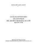 Cover of: Catálogo-inventario de los fondos del Archivo Municipal de Coín by Bartolomé García Guillén