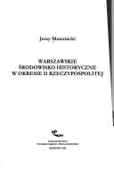 Cover of: Warszawskie środowisko historyczne w okresie II Rzeczypospolitej by Jerzy Maternicki
