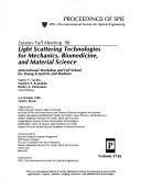 Cover of: Saratov Fall Meeting '98: light scattering technologies for mechanics, biomedicine, and material science ; International Workshop and Fall School for Young Scientists and Students : 6-9 October 1998, Saratov, Russia