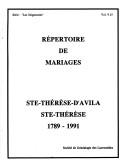 Cover of: Répertoire de mariages, Ste-Thérèse-d'Avila, Ste-Thérèse by Sainte-Thérèse d'Avila (Parish : Sainte-Thérèse, Québec)