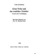 Ernst Nolte und das totalitäre Zeitalter by Volker Kronenberg