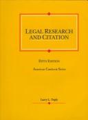 Cover of: Legal research and citation by Larry L. Teply