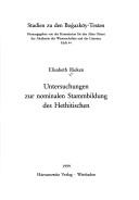 Cover of: Untersuchungen zur nominalen Stammbildung des Hethitischen