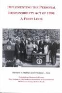 Cover of: Implementing the Personal Responsibility Act of 1996: a first look