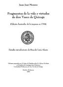 Cover of: Fragmentos de la vida y virtudes de don Vasco de Quiroga by Juan Joseph Moreno