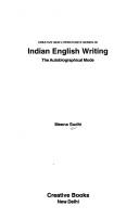 Cover of: Indian English writing: the autobiographical mode