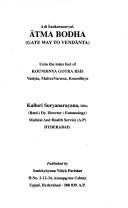 Cover of: Adi Śankaracaryas' Ātma bodha = by Sankaracarya.