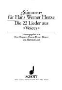 Cover of: "Stimmen" für Hans Werner Henze: die 22 Lieder aus "Voices"