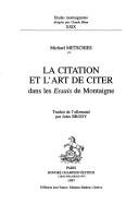 Cover of: La citation et l'art de citer dans les Essais de Montaigne