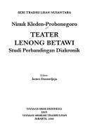 Cover of: Teater lenong Betawi: studi perbandingan diakronik