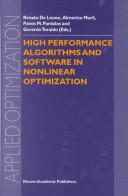 Cover of: High performance algorithms and software in nonlinear optimization | 
