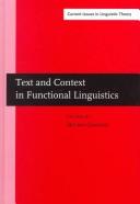 Cover of: Text and context in functional linguistics