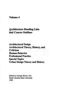 Cover of: Architecture reading lists and course outlines.