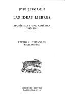 Cover of: Las ideas liebres: aforística y epigramática, 1935-1981