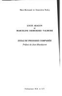 Cover of: Louis Aragon et Marceline Desbordes-Valmore: essai de prosodie comparée
