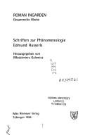 Cover of: Schriften zur Phänomenologie Edmund Husserls