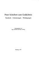 Cover of: Peter Scheibert zum Gedächtnis by herausgegeben von Inge Auerbach und Hans Lemberg.