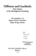 Cover of: Differenz und Geschlecht: neue Ansätze in der ethnologischen Forschung