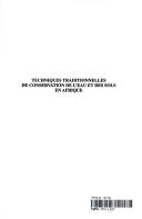 Cover of: Techniques traditionnelles de conservation de l'eau et des sols en Afrique by sous la direction de Chris Reij, Ian Scoones et Camilla Toulmin.