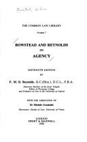 Cover of: Bowstead and Reynolds on agency.