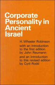 Cover of: Corporate Personality in Ancient Israel by H. Wheeler Robinson