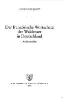 Cover of: Der französische Wortschatz der Waldenser in Deutschland: Archivstudien