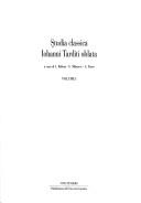 Cover of: Studia classica Iohanni Tarditi oblata by a cura di L. Belloni, G. Milanese, A. Porro.