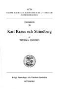Cover of: Karl Kraus och Strindberg by Thelma Hanson