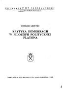 Cover of: Krytyka demokracji w filozofii politycznej Platona