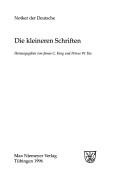 Cover of: Die kleineren Schriften