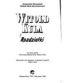 Rozdziałki by Witold Kula