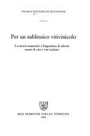 Cover of Per un sublessico vitivinicolo by thomas hohnerlein-buchinger